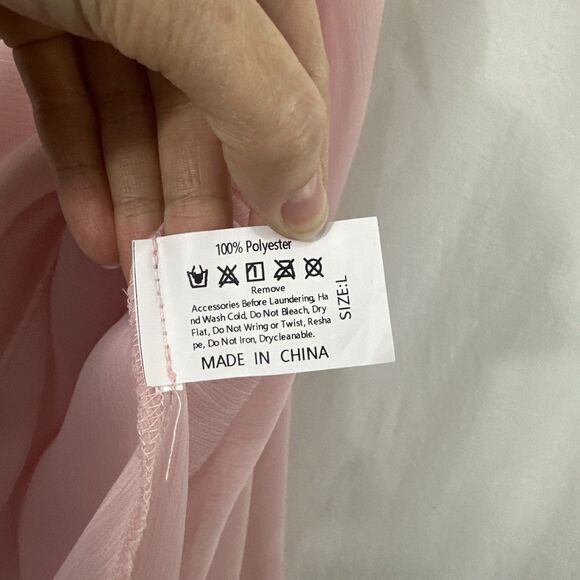 Unbranded Pink Sheer Ruffle Bow Chemise Babydoll Night Dress Womens L Romantic - Picture 7 of 8